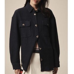 By Anthropologie Navy Button up Cotton Shacket NWT Size Large
